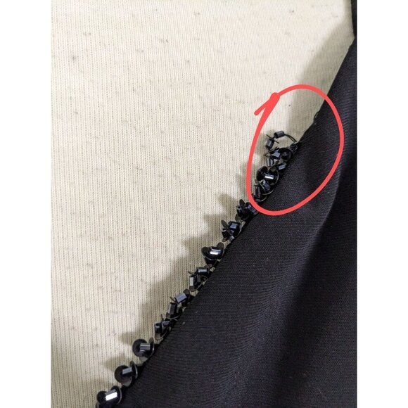 Vintage Dress Plus 5X Black Embellished Bead Trim Event Cocktail Sleeveless LBD - Picture 5 of 5
